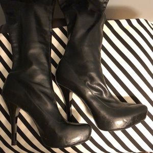 Carlos Santana Black Knee High Boots|